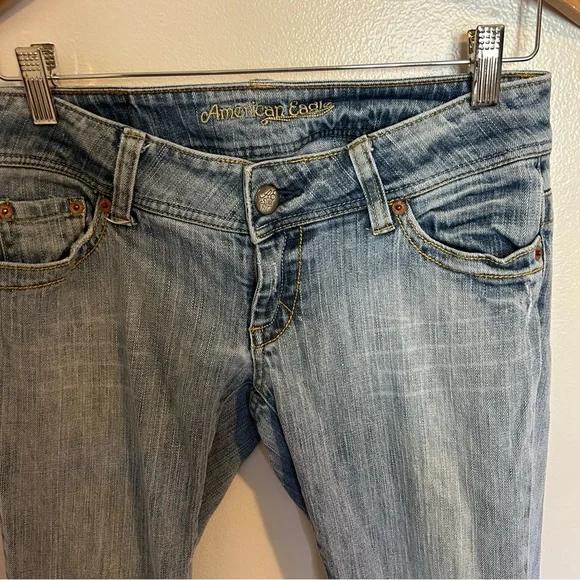 Y2K American Eagle AE Artist Low Rise Flare Stretch Jeans Size 4 Long - Picture 10 of 10